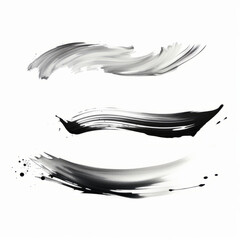 Set of silver strokes of mascara. Collection of grunge paint texture