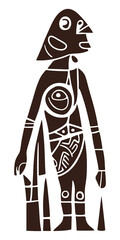 Figure in the style of primitive and indigenous art