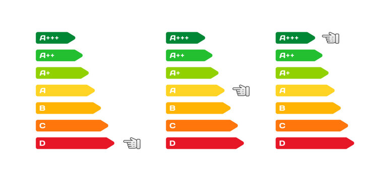 Letter rating icon. Flat, color, letter rating with finger. Vector icons