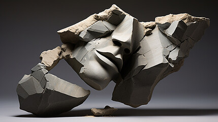 escultura facial de pedra 