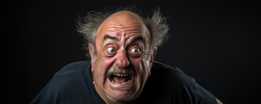 Funny and silly grandfather portrait