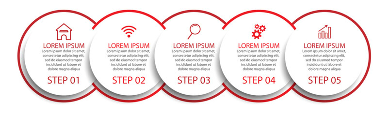 Basic RGBDesain Infografis Bisnis sederhana, vektor
templat dengan garis warna warni, ikon, angka dan
5 pilihan atau langkah. Dapat digunakan untuk proses diagram,
presentasi, tata letak alur kerja, s