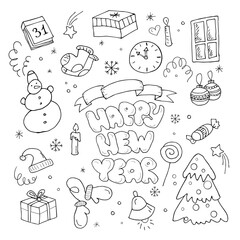 Christmas and New Year doodle vector images