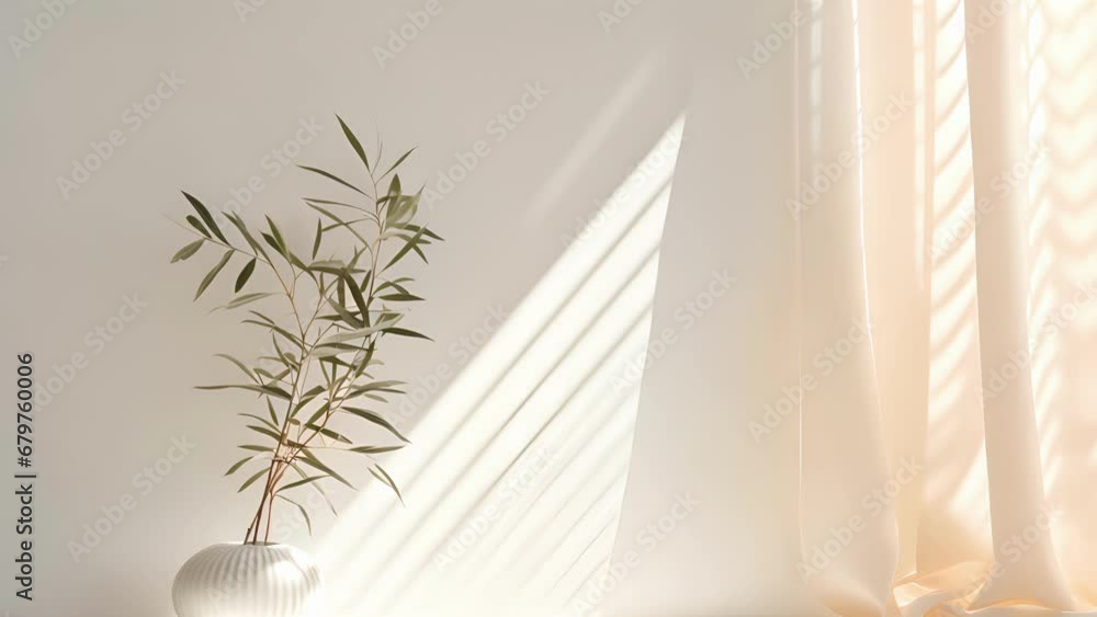 Aufkleber this scene showcases a minimalistic abstract background with a gentle light shining through a curtai