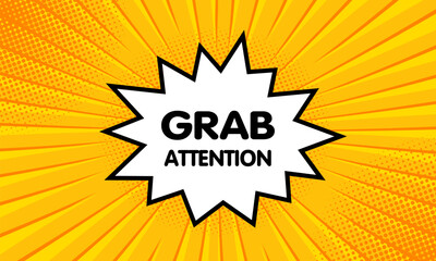 Grab attention sign. Flat, yellow, explosion sign, grab attention sign. Vector icon