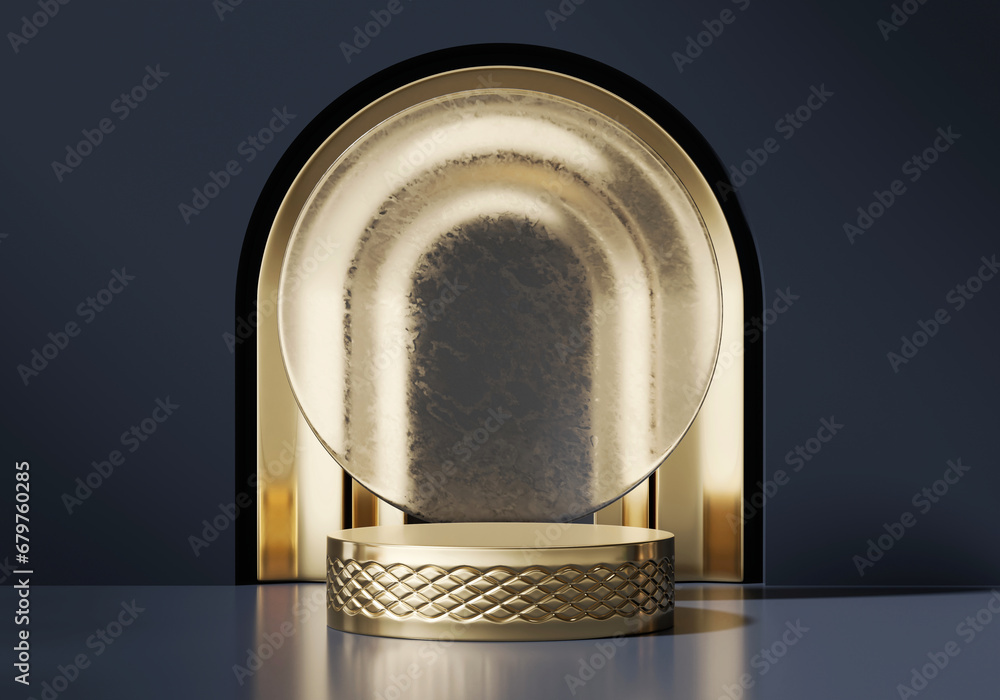 Poster 3d rendering abstract gold platform podium product presentation backdrop