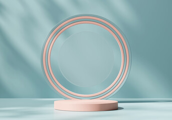 Abstract Exotic Minimal Modern Podium Platform For Product Display Showcase Presentation Advertising With Decorations 3D Rendering