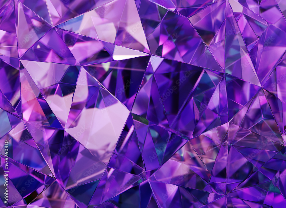 Poster luxury abstract realistic purple crystal texture reflection close up background 3d rendering
