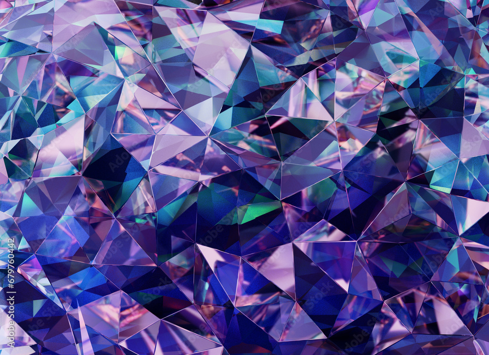 Aufkleber luxury abstract realistic purple crystal texture reflection close up background 3d rendering