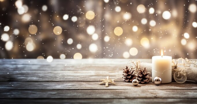 Rustic charm: Advent warmth on wood.