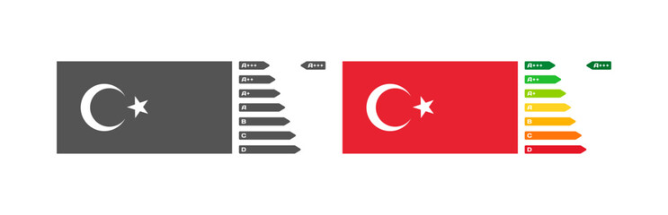 Rating letters flag of Turkey. Different styles, rating letters, national flag of the country Turkey. Vector icons