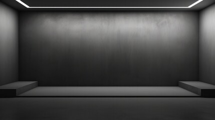 Obraz premium abstract. minimalistic background for product presentation. walls in large empty room black white. can full of sunlight. Loft wall or minimalist wall. Shadow, light from windows to plaster wall.