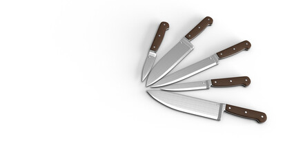 包丁セット ナイフセット キッチンナイフセット 影付き 透過影 半透明影 透過PNG 3DCG	
