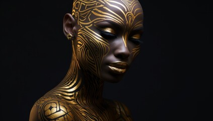 Golden Beauty: A Mesmerizing Woman with Gilded Face Paint