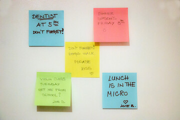 Adhesive note; Concept: Dentist.  Dinner,...  