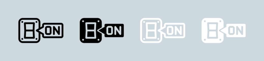 Switch on icon set in black and white. Buttons signs vector illustration.