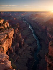 Grand Canyon twilight magic a scene portrays the rugged beauty and warm tones of the sunset  transporting viewers to the edge of this natural wonder