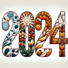 2024: A Year in Bloom with Artistic Floral Numerals