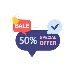 Sale banner with discounts, business concept for advertising and offers.