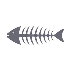 Fish bone skeleton silhouette. Vector illustration.