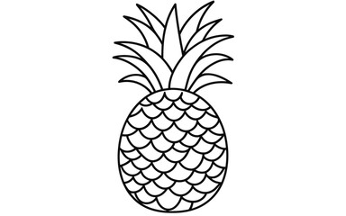 colouring sheet for kids with a  pineapple vector illustration