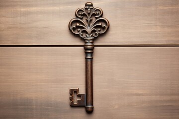 Metal aged wood design retro lock vintage door key antique background security old house