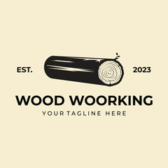 woodworking vintage logo vector illustration design template