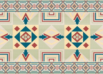 American ethnic native pattern.Traditional Navajo,Aztec,Apache,Southwest and Mexican style fabric pattern.Abstract vector motifs pattern.Design for fabric,clothing,blanket,carpet,woven,wrap,decoration