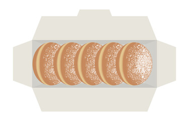 紙箱に入った生ドーナツのベクターイラスト