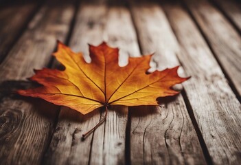 Naklejka na ściany i meble Fall leaves border on light wooden surface