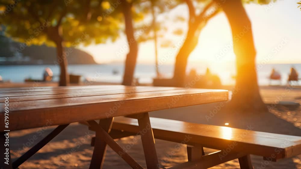 Poster the suns rays glisten over the glossy finish of the picnic table, creating a dazzling display of lig