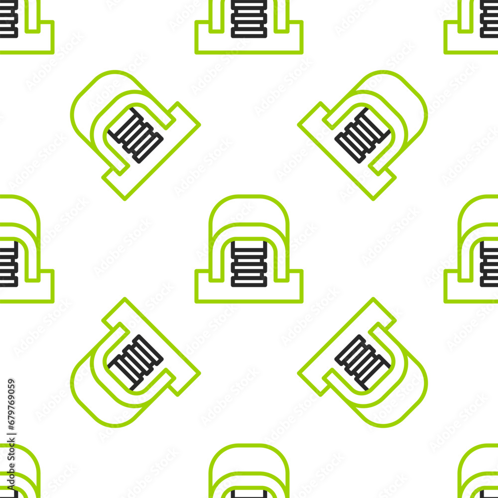 Poster line hangar with servers icon isolated seamless pattern on white background. server, data, web hosti
