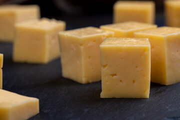 fresh orange cheese cut into cubes
