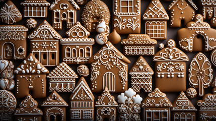 Gingerbread cookies in the form of houses. Toned.