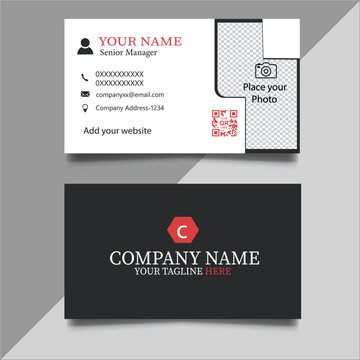 Modern business card design vector image with photo masking 