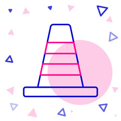 Line Traffic cone icon isolated on white background. Colorful outline concept. Vector