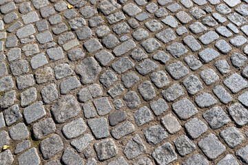 details of a highway made of stones and cobblestones