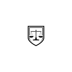 Law firm logo. Justice scales icon isolated on white background