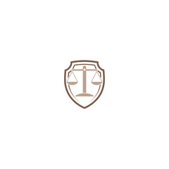 Law firm logo. Justice scales icon isolated on white background