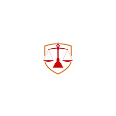 Law firm logo. Justice scales icon isolated on white background