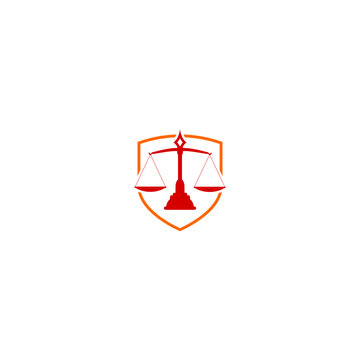 Law firm logo. Justice scales icon isolated on white background
