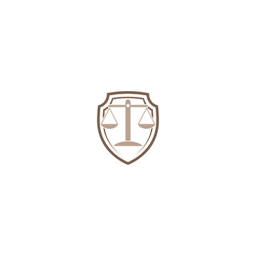 Law firm logo. Justice scales icon isolated on white background