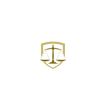 Law firm logo. Justice scales icon isolated on white background