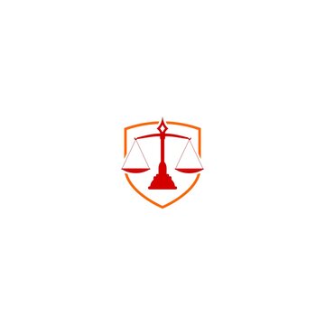 Law firm logo. Justice scales icon isolated on white background