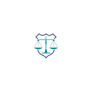 Law firm logo. Justice scales icon isolated on white background