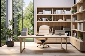Modern home office in the living room, Convenient, comfortable, nice place to work, Remote work...