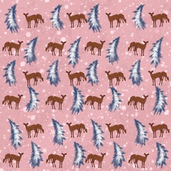 christmas, deer, reindeer, winter, vector, holiday, snow, illustration, animal, snowflake, card, xmas, silhouette, design, pattern, season, tree, decoration, nature, year