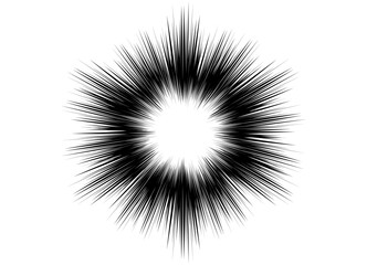Vector pattern in the form of an abstract explosion with a flash in the center. Black and white vector pattern