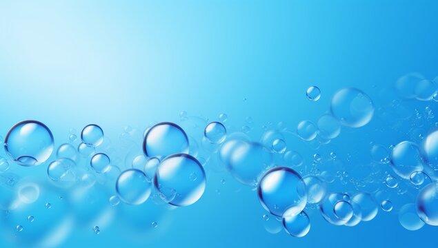 Floating Bubbles on a Serene Blue Surface