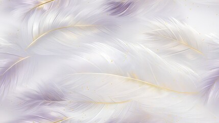 a close up of a pattern of white feathers with gold flecks on a white background with gold flecks.